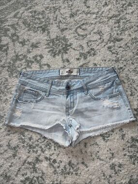 Hollister Washed Light-Blue Distressed Denim Cutoffs